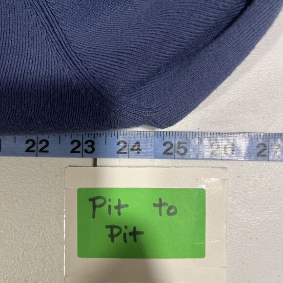 Travelsmith Women's Blue Long Sweater 2 Buttons L Cotton Loose Flowy Comfort - Picture 6 of 10